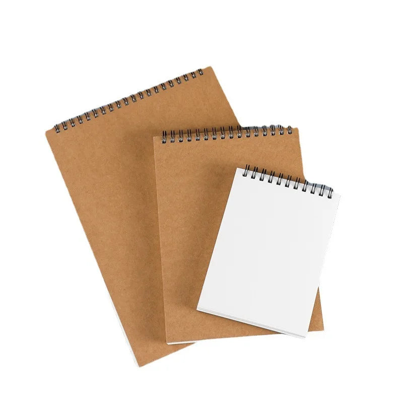 Cuaderno de bocetos, libro de dibujo, libro de arte dibujado a mano, bobina engrosada en blanco, carcasa dura de hojas sueltas, mano de acuarela con tapa - CR mark