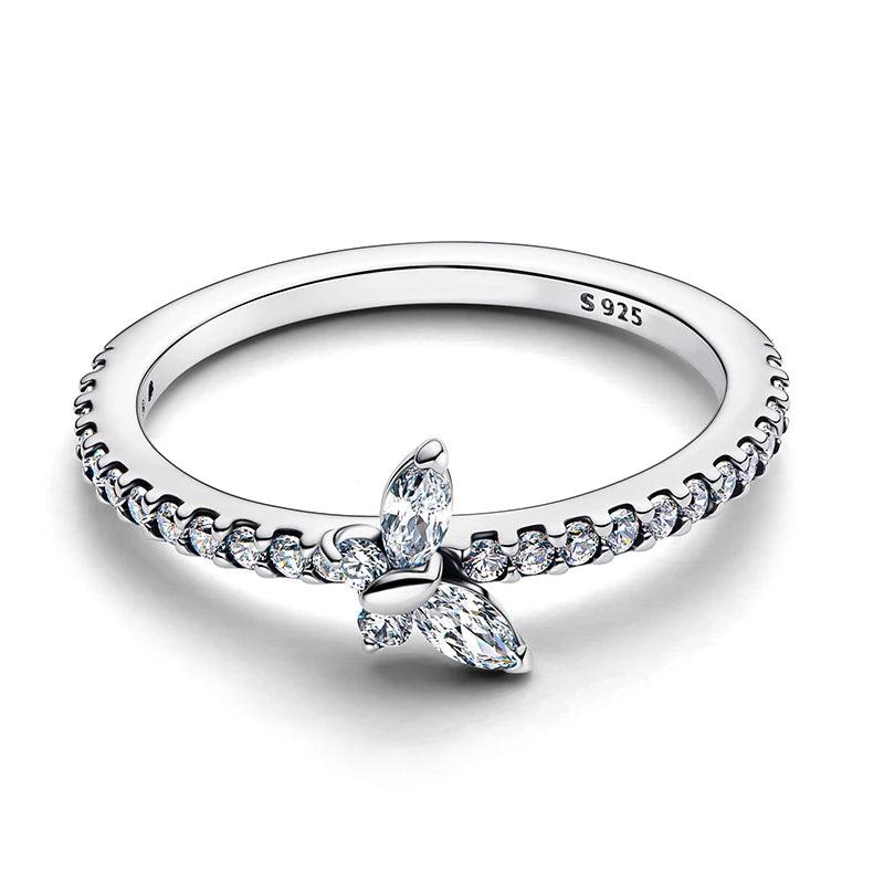 Nuevo Anillo de Plata de Ley 925, anillo atrevido de mariposa brillante para mujer, joyería - CR mark