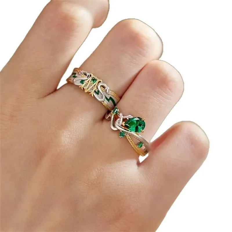 Anillo para amantes de Draco Malfoy, anillo de casa de serpiente Slytherin, regalo para fanáticos de la película - CR mark