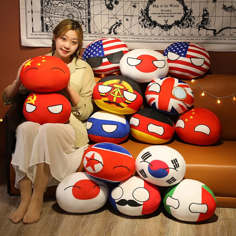 Polandball-juguetes de peluche de 10-40cm, Countryball, URSS, EE. UU., Francia, Rusia, Reino Unido, Japón, Alemania, CANANDA, Italia, muñeca Kawaii, almohada, lindo regalo para niño - CR mark