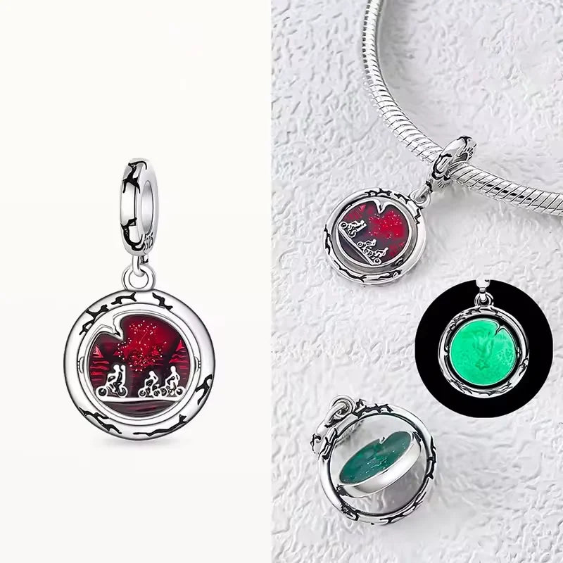 Abalorios de Plata de Ley 925 con Diseño de Demogorgon Móvil, Compatibles con Pulseras de Cadena de Serpiente con Cierre Original, Joyería DIY, Regalo