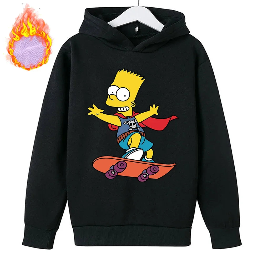 Sudaderas con capucha de Los Simpson para niños, sudadera de lana Y2k, Sudadera con capucha de felpa a la moda, ropa con patrón de Anime, regalo para niños