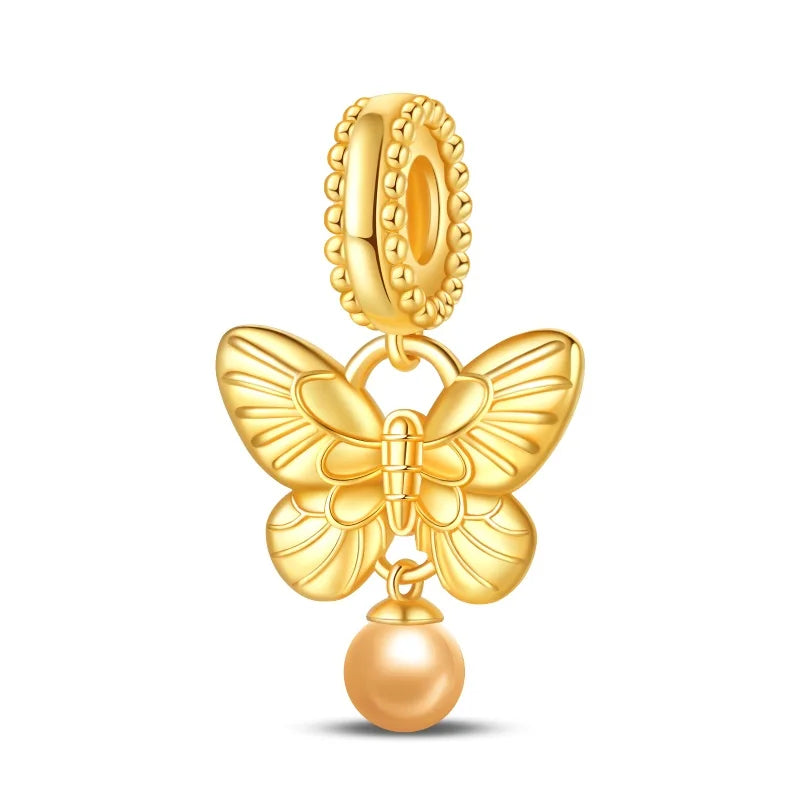 Cuentas de dijes originales de Plata de Ley 925, leopardo dorado, luciérnaga, mariposa, globo aerostático, cuentas aptas para pulsera DIY, joyería fina - CR mark