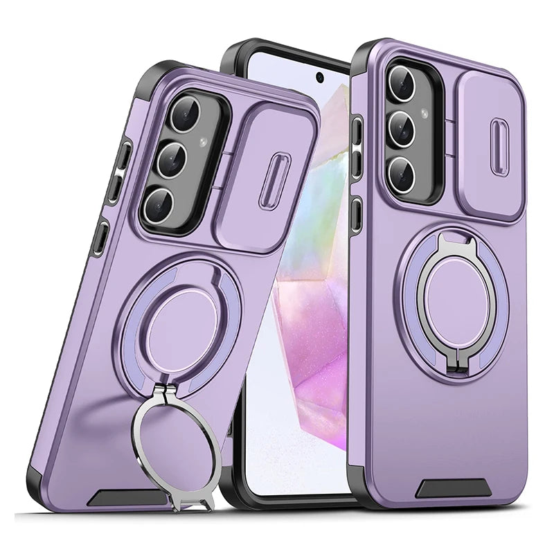 Case for Samsung Galaxy S26 S25 S24 S23 S22 S21 Ultra Plus S25 Edge S25FE S24FE, Sliding Camera Protection, Magnetic Stand, Armor Case
