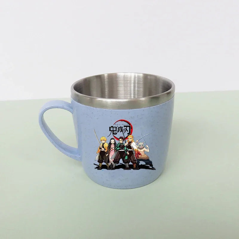 Taza de agua antiescaldado de doble capa Demon Slayer Kimetsu No Yaiba, taza de leche de acero inoxidable 304 de Anime, regalo de cristal de agua anticaída - CR mark