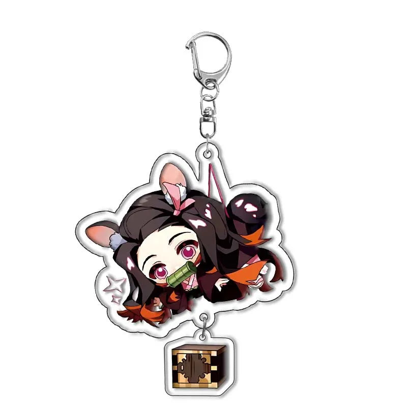 Demon Slayer Tanjiro Zenitsu Double-Sided Acrylic Keychain 5.5cm Anime Accessories