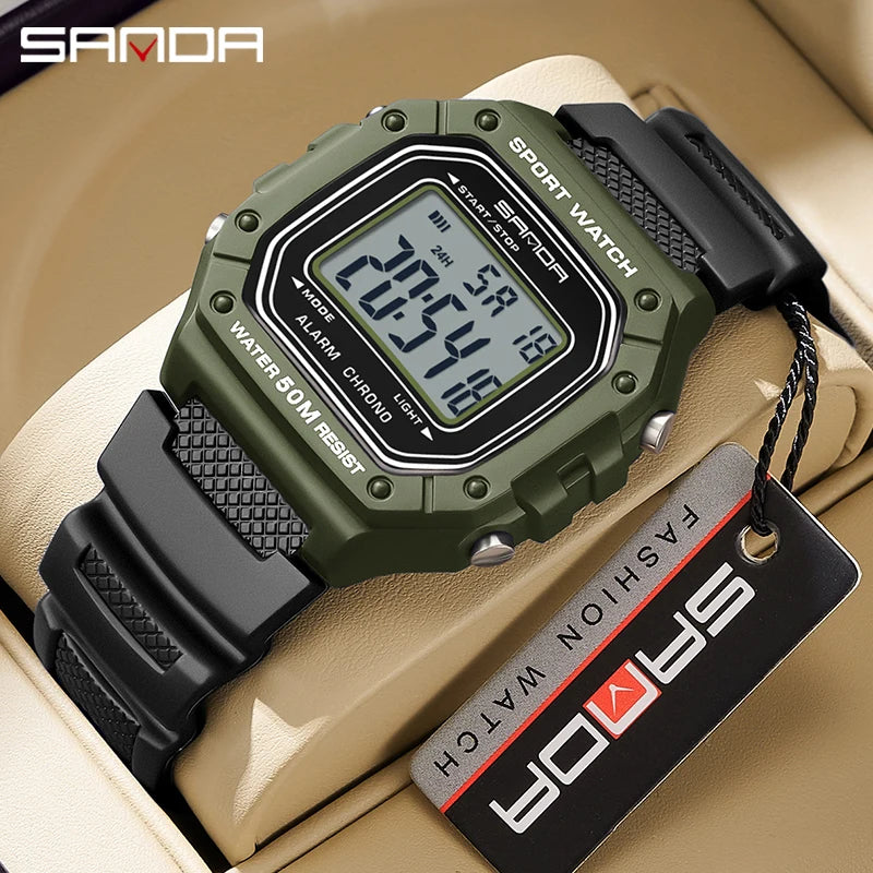 SANDA 2156 Men's Fashion Watch, Waterproof Military Sports Watches, Large Dial Army LED Digital Wristwatches, Men's Chronometers