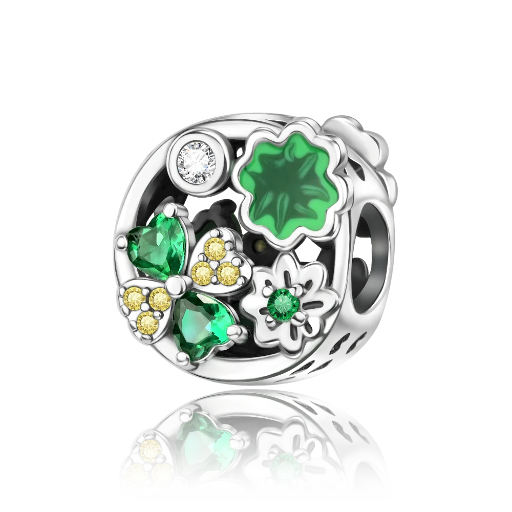 Colgante de plata de ley 925 con diseño de flor, árbol y manzana, cuentas finas DIY, compatible con pulseras de abalorios originales, joyería para mujer Diy - CR mark