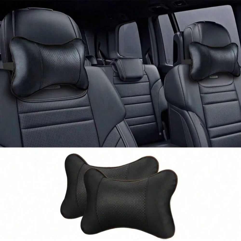 Car seat headrest with breathable mesh, car safety head and neck support, relaxing pillow, cushion, car protector