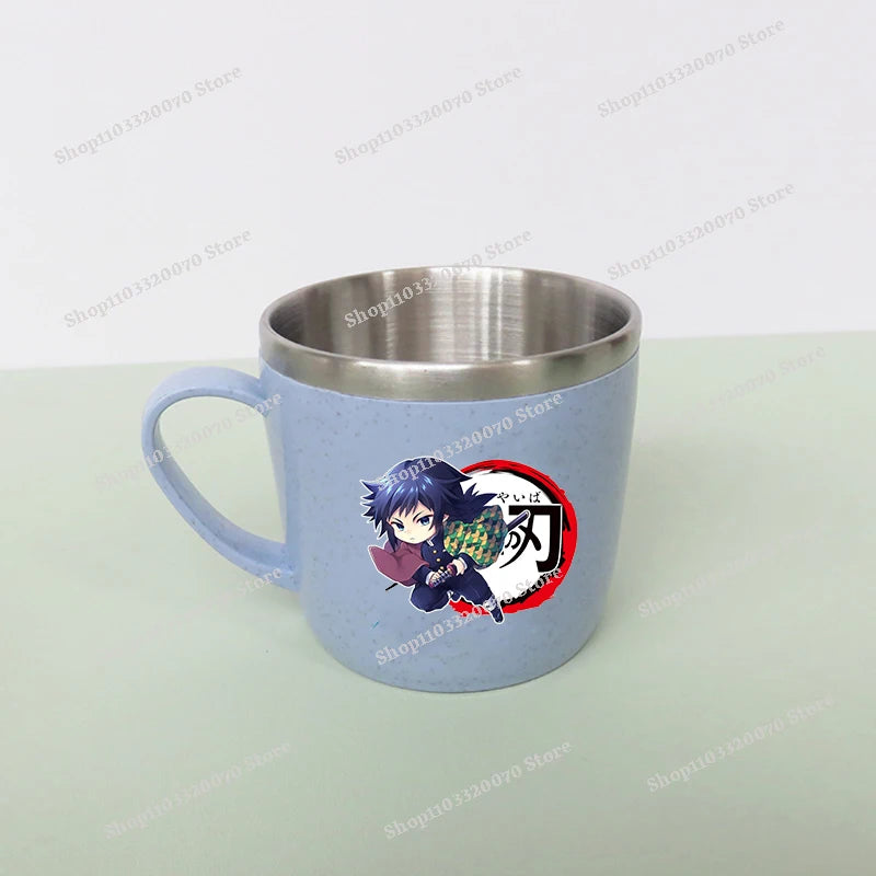 Taza de agua antiescaldado de doble capa Demon Slayer Kimetsu No Yaiba, taza de leche de acero inoxidable 304 de Anime, regalo de cristal de agua anticaída - CR mark