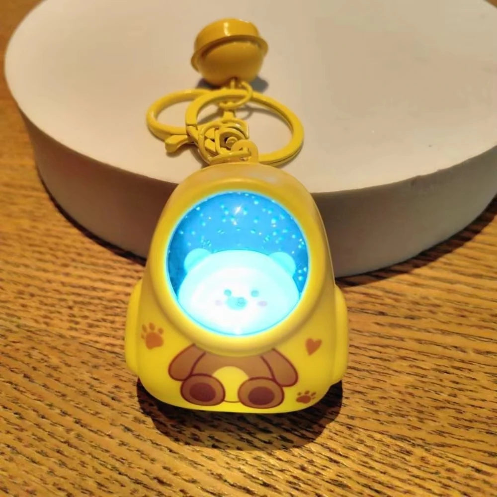 Lindo llavero de oso brillante llavero con luz nocturna gato luminoso cielo estrellado mochila llavero encantador bolso para teléfono móvil regalos colgantes