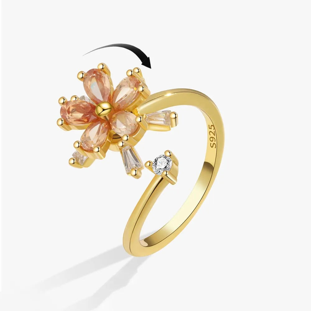 SMJEL Fidget Spinner anillo ansiedad para mujeres múltiples flores de cristal ojo mariposa Animal anillo giratorio Anti estrés joyería de boda - CR mark