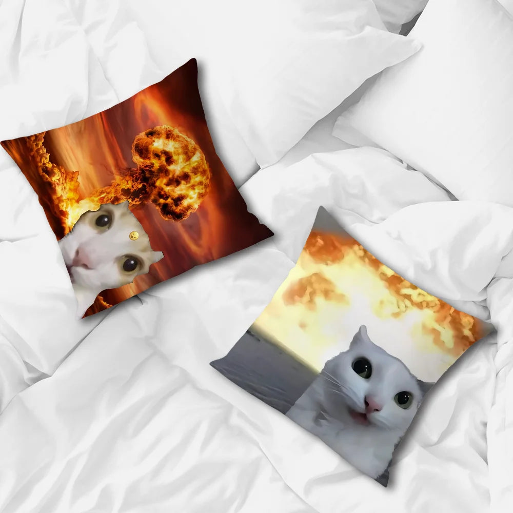 Comfortable and soft cushion cover, funny cat pillowcase for sofa, meme living room, home office decoration and protective covers