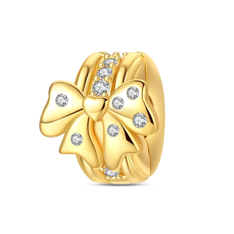 Cuentas de dijes originales de Plata de Ley 925, leopardo dorado, luciérnaga, mariposa, globo aerostático, cuentas aptas para pulsera DIY, joyería fina - CR mark