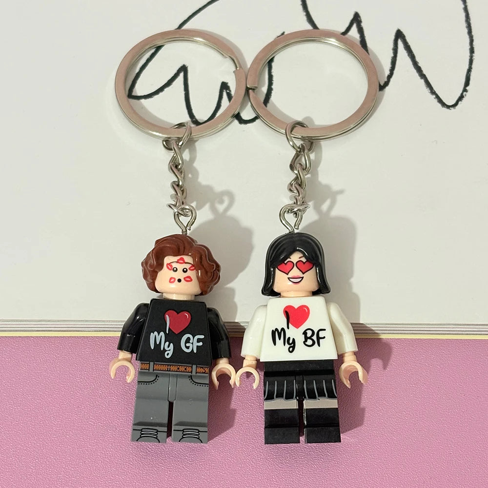 Juego de llaveros hechos a mano I Love My Boyfriend/Friendly, llavero con colgante de figura bonita para mochila, regalo para pareja, accesorios de Cosplay - CR mark