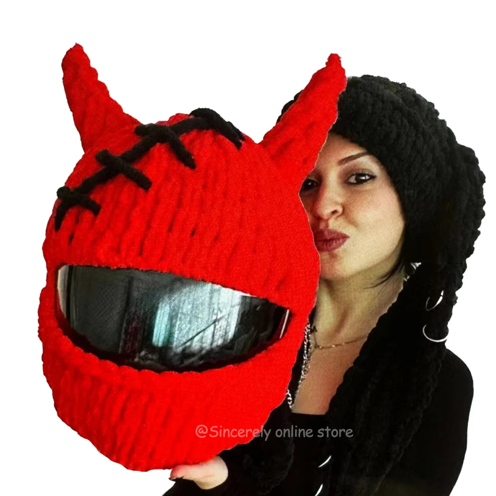 Nueva funda Universal para casco de motocicleta con animales de peluche, fundas para casco de felpa de conejo completo para regalos de Navidad, estilo de motocicleta - CR mark