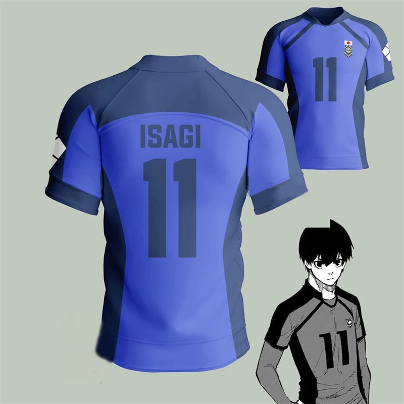 Blue Lock Isagi Yoichi Japanese Anime Soccer Jersey, Hyoma Chigiri Meguru Bachira Cosplay Jersey, Custom Name and Number Clothing