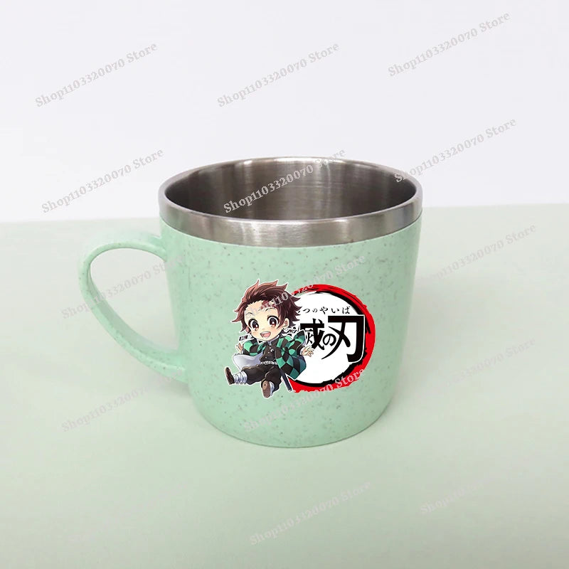 Taza de agua antiescaldado de doble capa Demon Slayer Kimetsu No Yaiba, taza de leche de acero inoxidable 304 de Anime, regalo de cristal de agua anticaída - CR mark