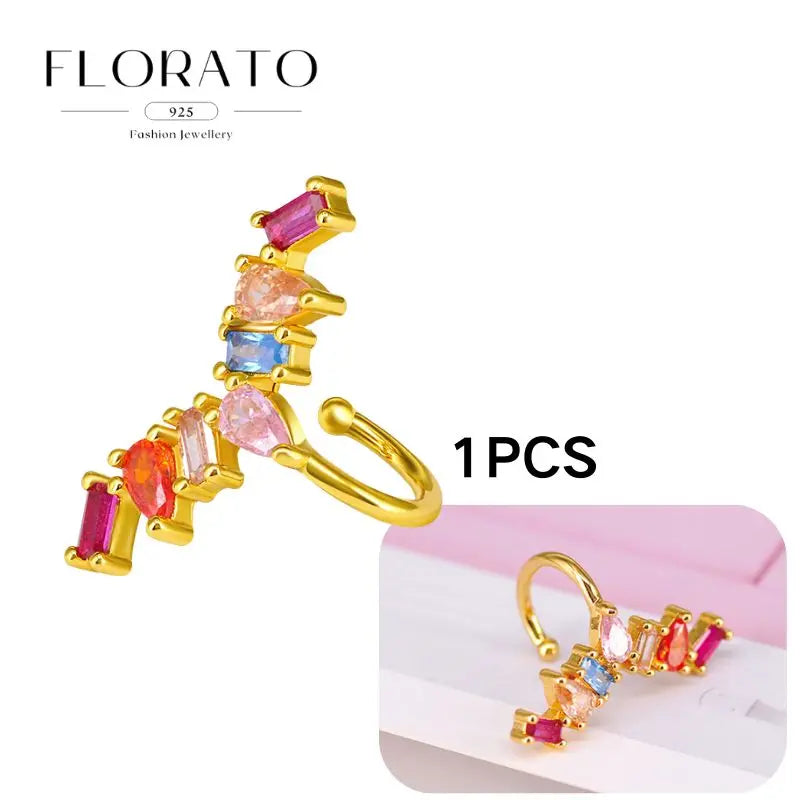 Chapado en oro de 24 quilates/925 plata cristal circón sin oreja Piercing Clips para las orejas minimalista CZ Clips para las orejas joyería de moda Popular para mujeres - CR mark