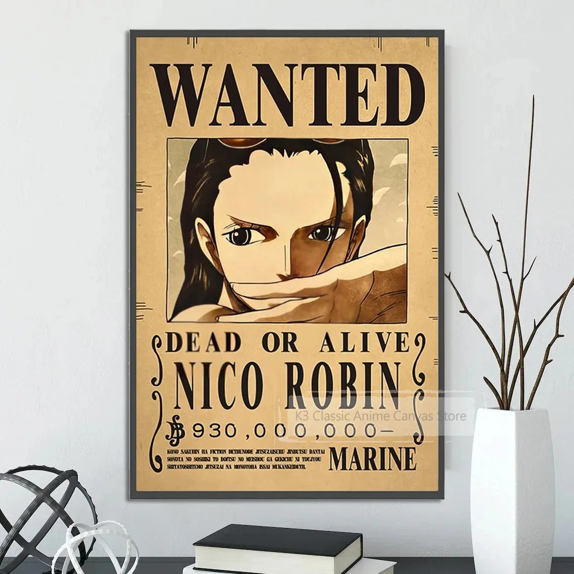 One-piece canvas poster, bounty list, Luffy wallpaper, Ace, Nami figures, home decor, Zoro anime painting, Sanji wall art