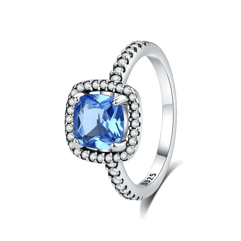 Anillo de Plata de Ley 925 Original para mujer, sortija apilable de cristal con pavé de corazón de amor, joyería de compromiso de boda, regalo de cumpleaños