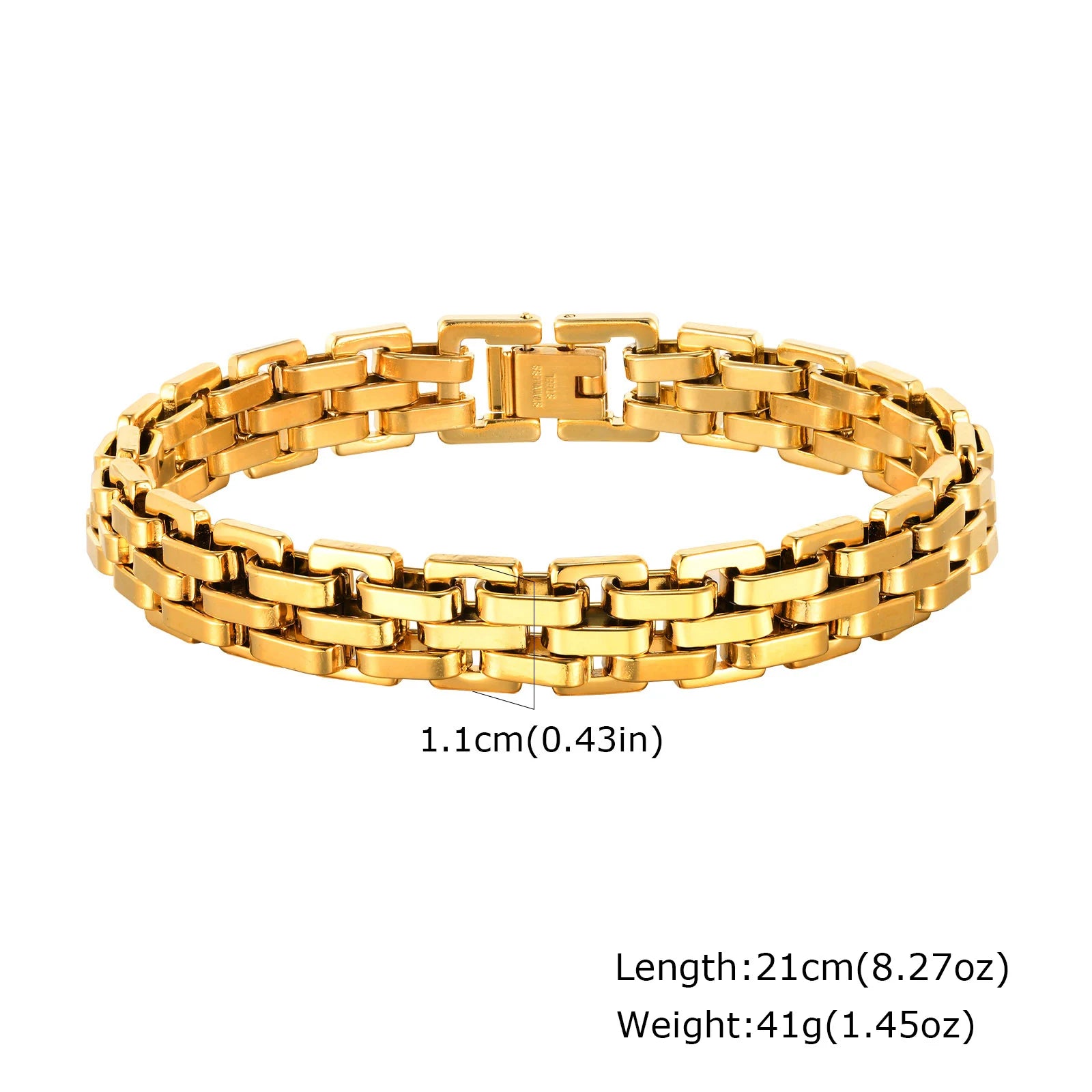 Gold Color Chain Bracelet for Men and Boys, Stainless Steel Chain Bangle, Jewelry Gift for Husband, Father, Son