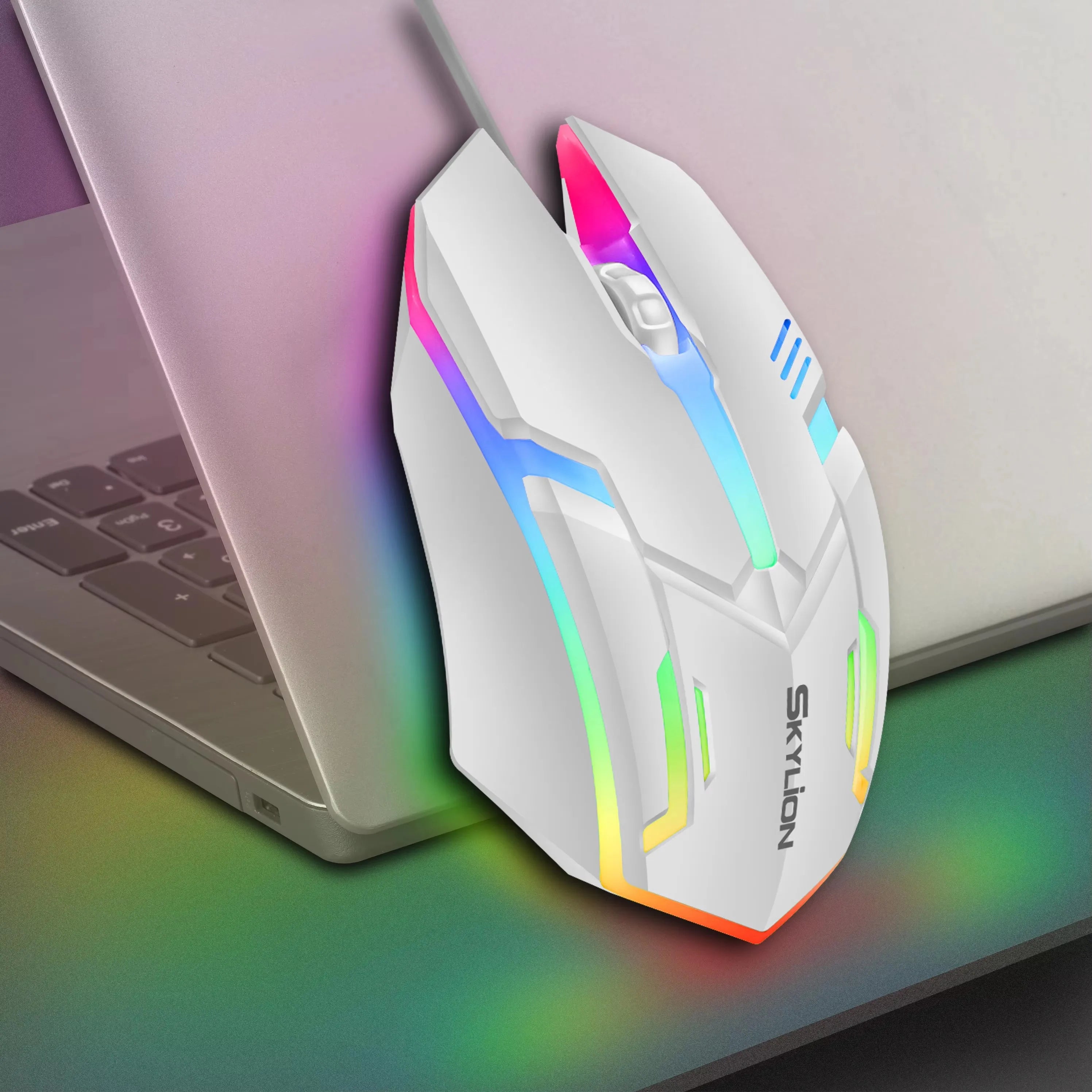 F1 Wired Gaming and Office Mouse, 3-Key Peripheral with Colorful Lighting for Microsoft Windows and Apple iOS