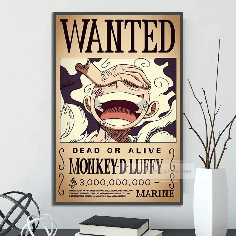 One-piece canvas poster, bounty list, Luffy wallpaper, Ace, Nami figures, home decor, Zoro anime painting, Sanji wall art