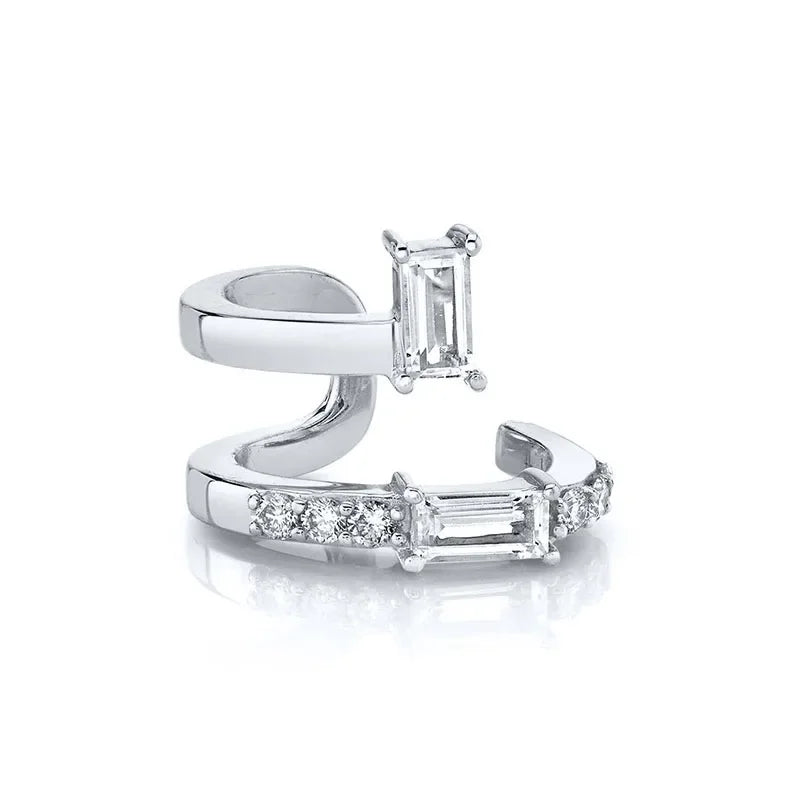 Chapado en oro de 24 quilates/925 plata cristal circón sin oreja Piercing Clips para las orejas minimalista CZ Clips para las orejas joyería de moda Popular para mujeres - CR mark