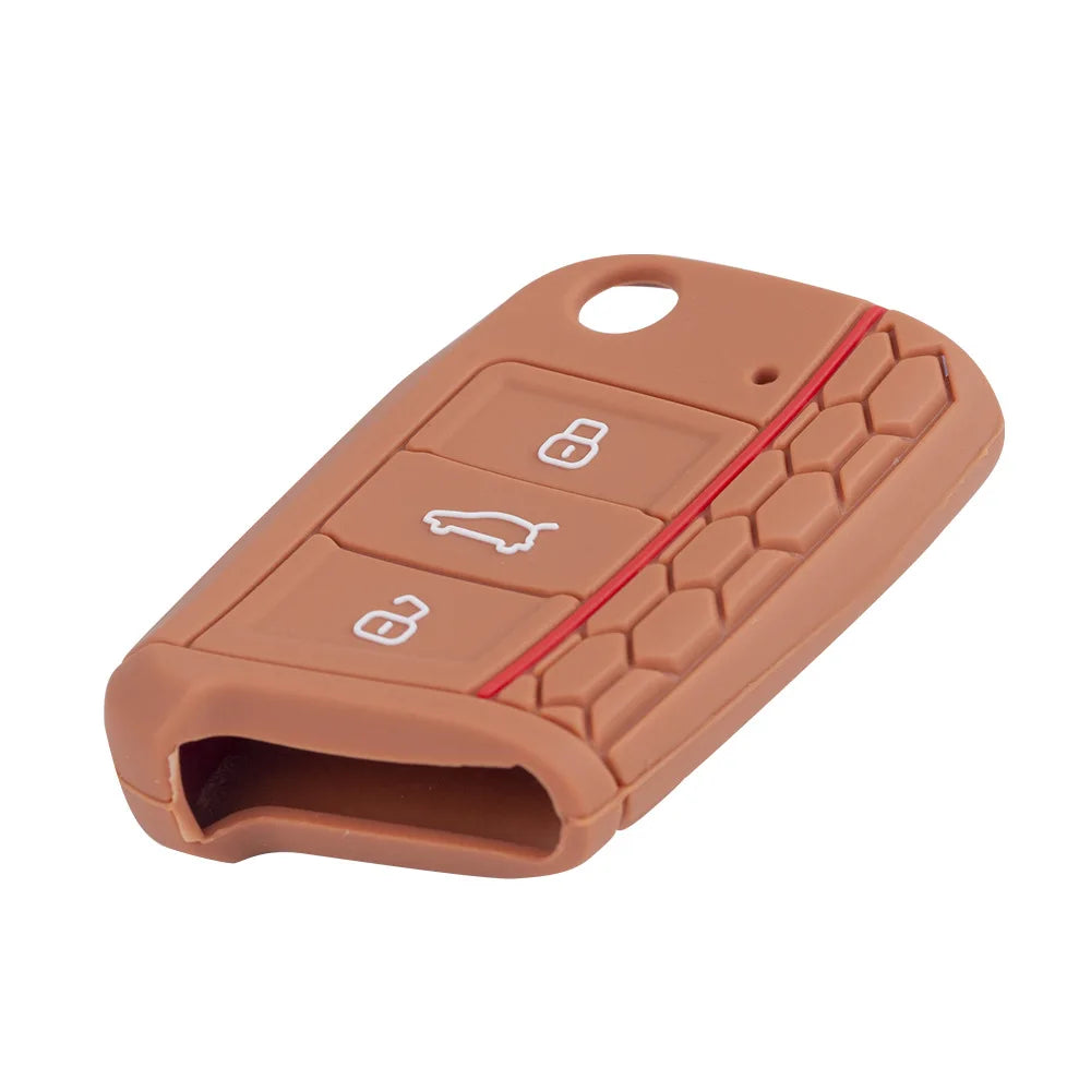 Funda para llave de coche, carcasa de silicona para VW Golf 7 MK7 VII Tiguan Polo Skoda Octavia A7 Kodiaq Seat Ateca Leon - CR mark