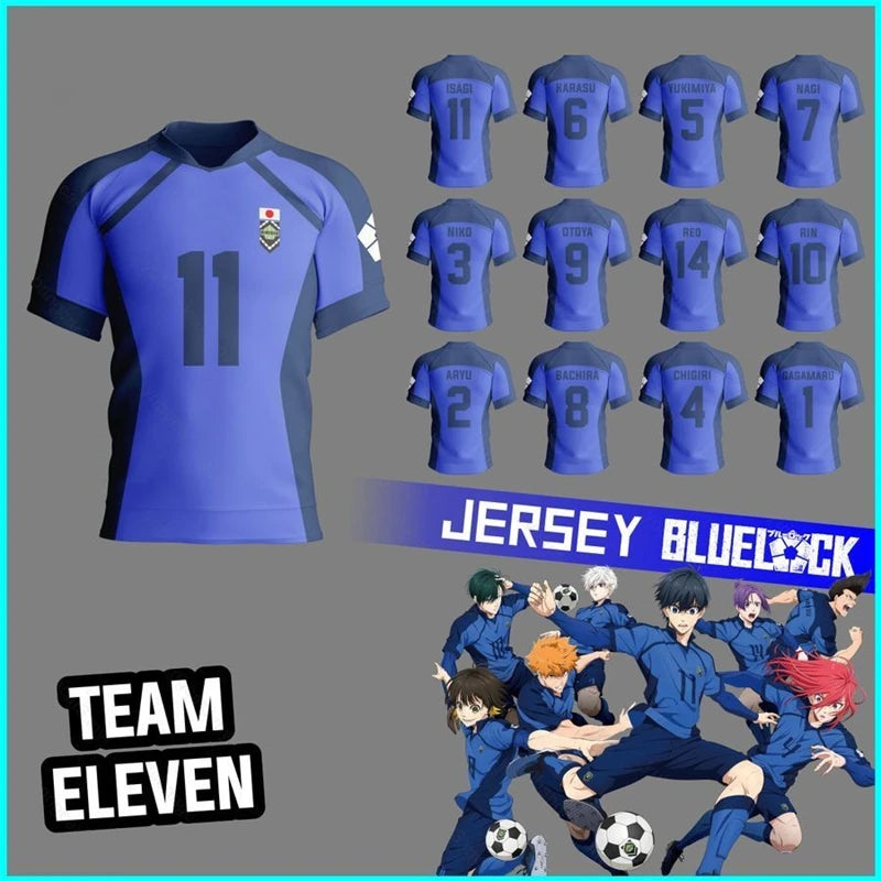 Camiseta de fútbol de Anime japonés Blue Lock Isagi Yoichi, camiseta de Cosplay Hyoma Chigiri Meguru Bachira, ropa con nombre personalizado y número