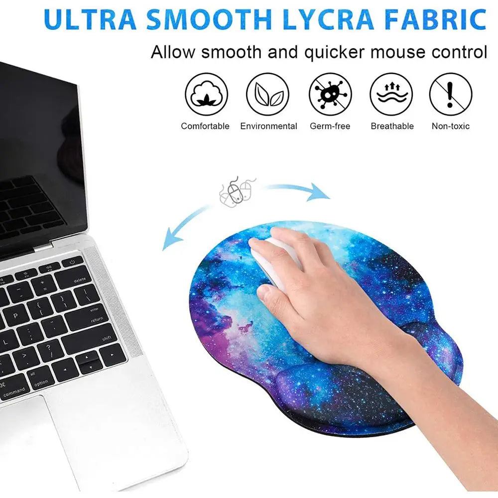 Silicone mouse pad with wrist rest, ergonomic, non-slip, for gaming, desktop, PC, laptop