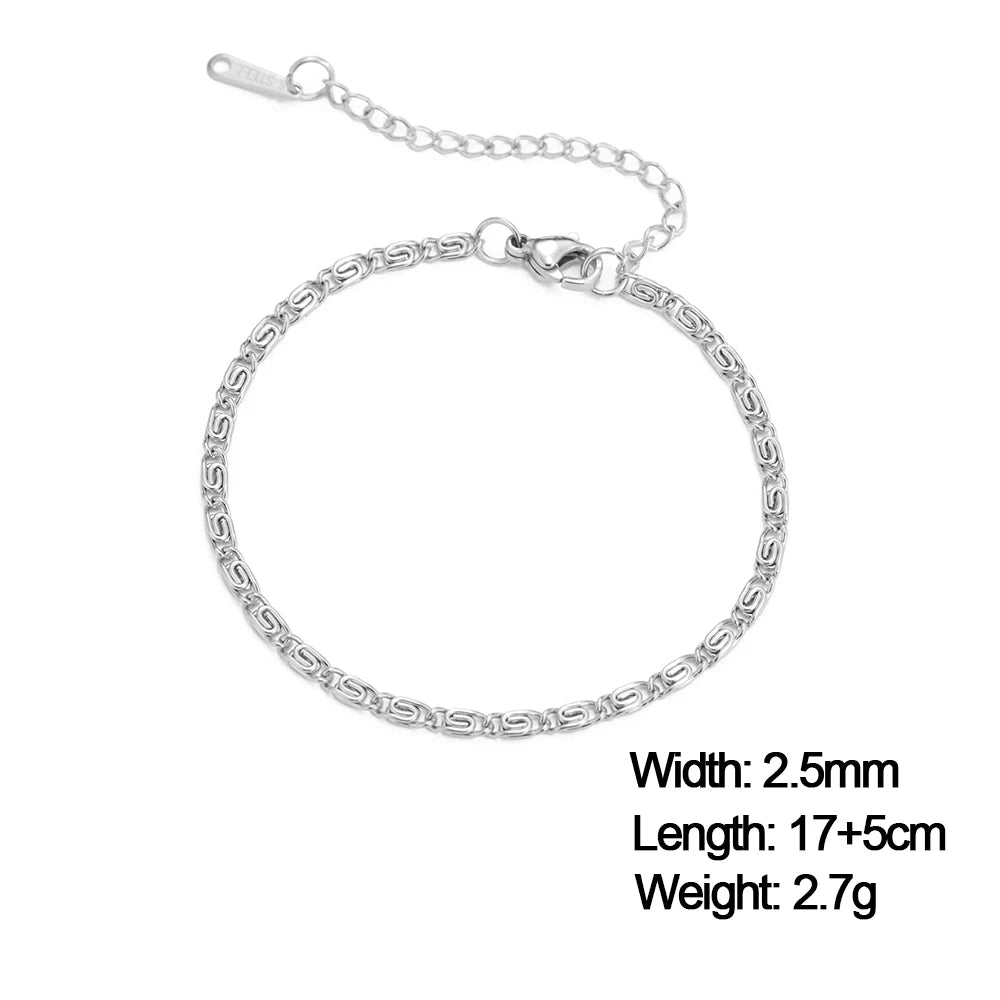 Skyrim-pulsera de acero inoxidable de Color dorado para mujer, pulseras de cadena cubana Twist Figaro, joyería minimalista de moda, regalos al por mayor - CR mark