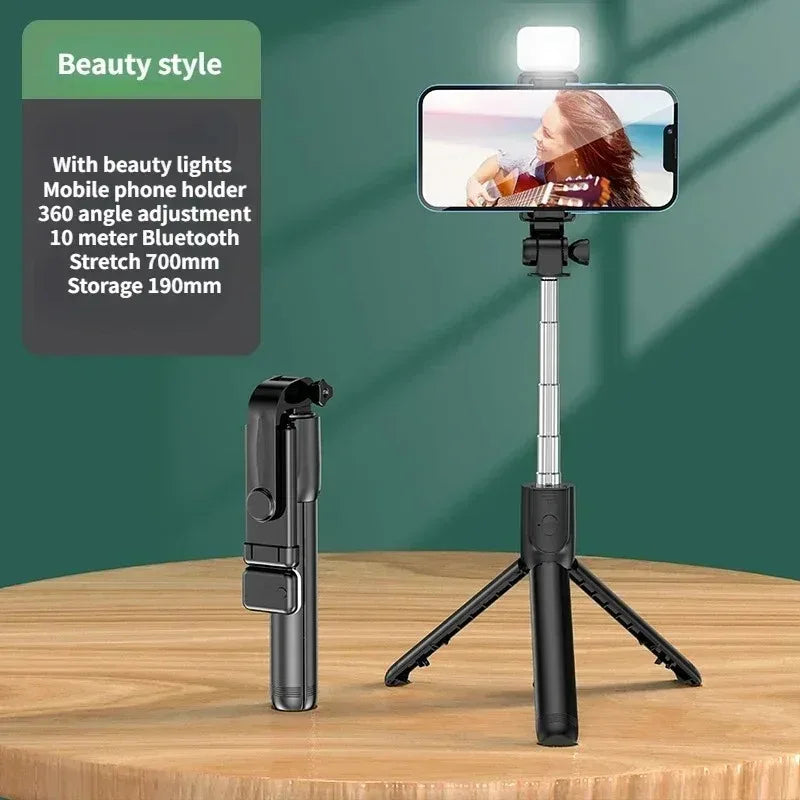 Wireless Tripod with Selfie Stick, Extendable Tripod with Lightweight Bluetooth Remote Control for iPhone, Mobile Phone, TikTok Live Streaming