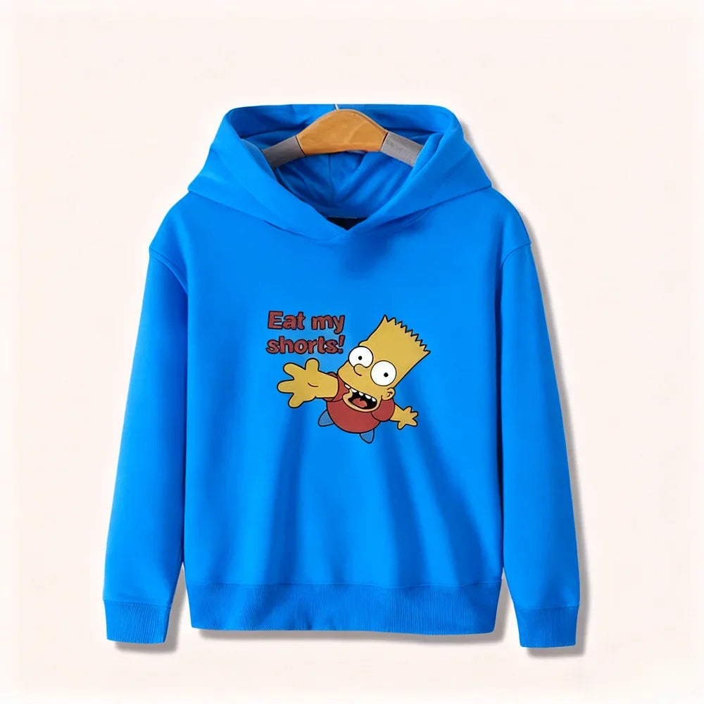 Ropa deportiva infantil de dibujos animados de Simpsons para hombres y mujeres, top cálido con capucha para niños a juego para otoño e invierno