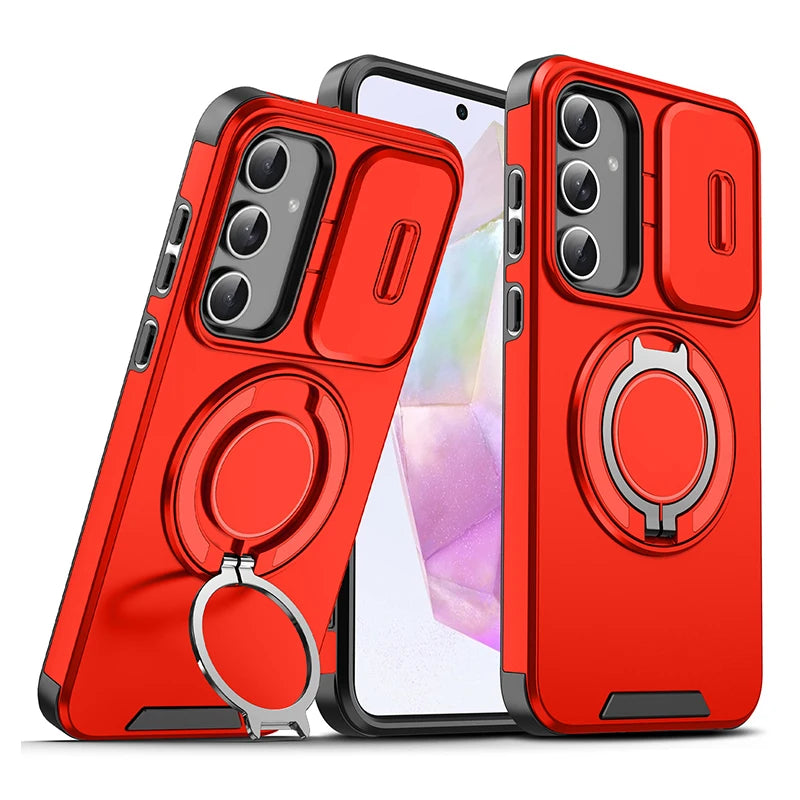 Case for Samsung Galaxy S26 S25 S24 S23 S22 S21 Ultra Plus S25 Edge S25FE S24FE, Sliding Camera Protection, Magnetic Stand, Armor Case