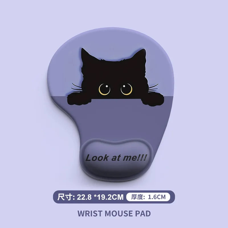 Cartoon Animal Mouse Pad, Comfortable Soft Silicone Wrist Support Pad, Durable Ergonomic Mouse Mat for Home Office Computer