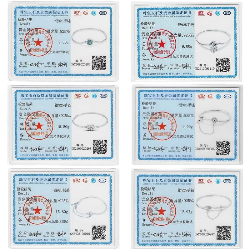 Original 925 Sterling Silver Bracelet, 17-20CM, Star, Moon, Sun, Four Leaf Clover, Green Zircon Bracelets, DIY Charms, Birthday Jewelry Gifts