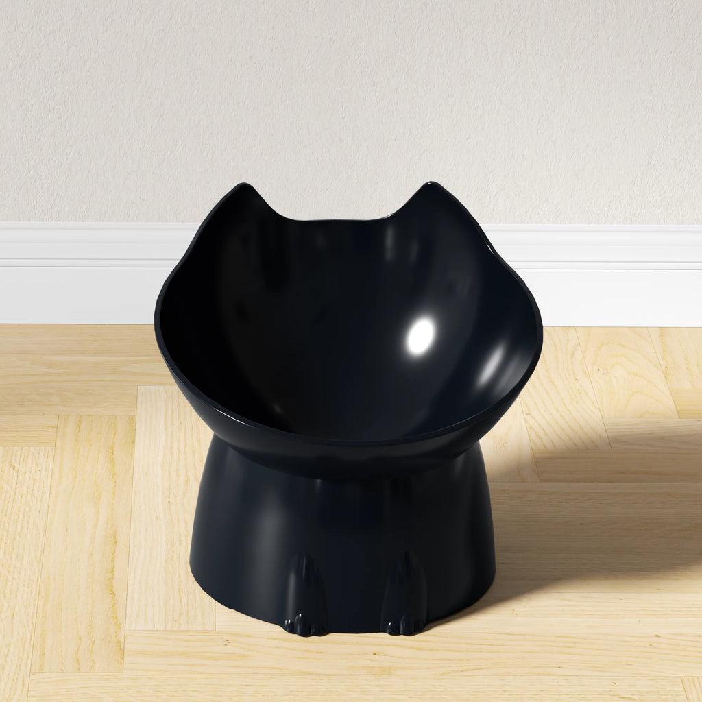 WhiskerWare Elevated Cat Bowl, Anti-Spike Plastic Elevated Pet Feeding Dish with Sloping Edge, Neck Protection, Kitten Food, 1 pc.