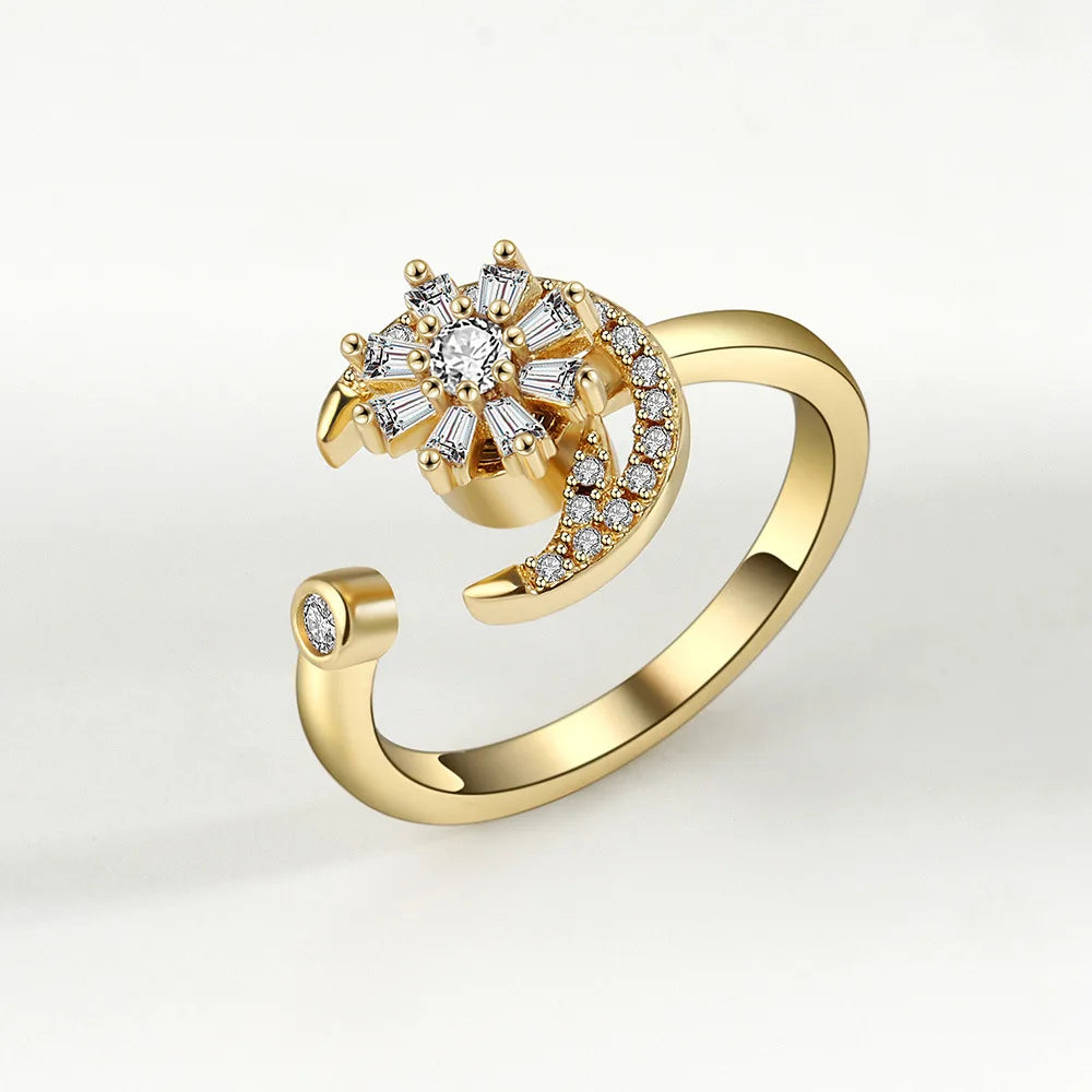 SMJEL Fidget Spinner anillo ansiedad para mujeres múltiples flores de cristal ojo mariposa Animal anillo giratorio Anti estrés joyería de boda - CR mark