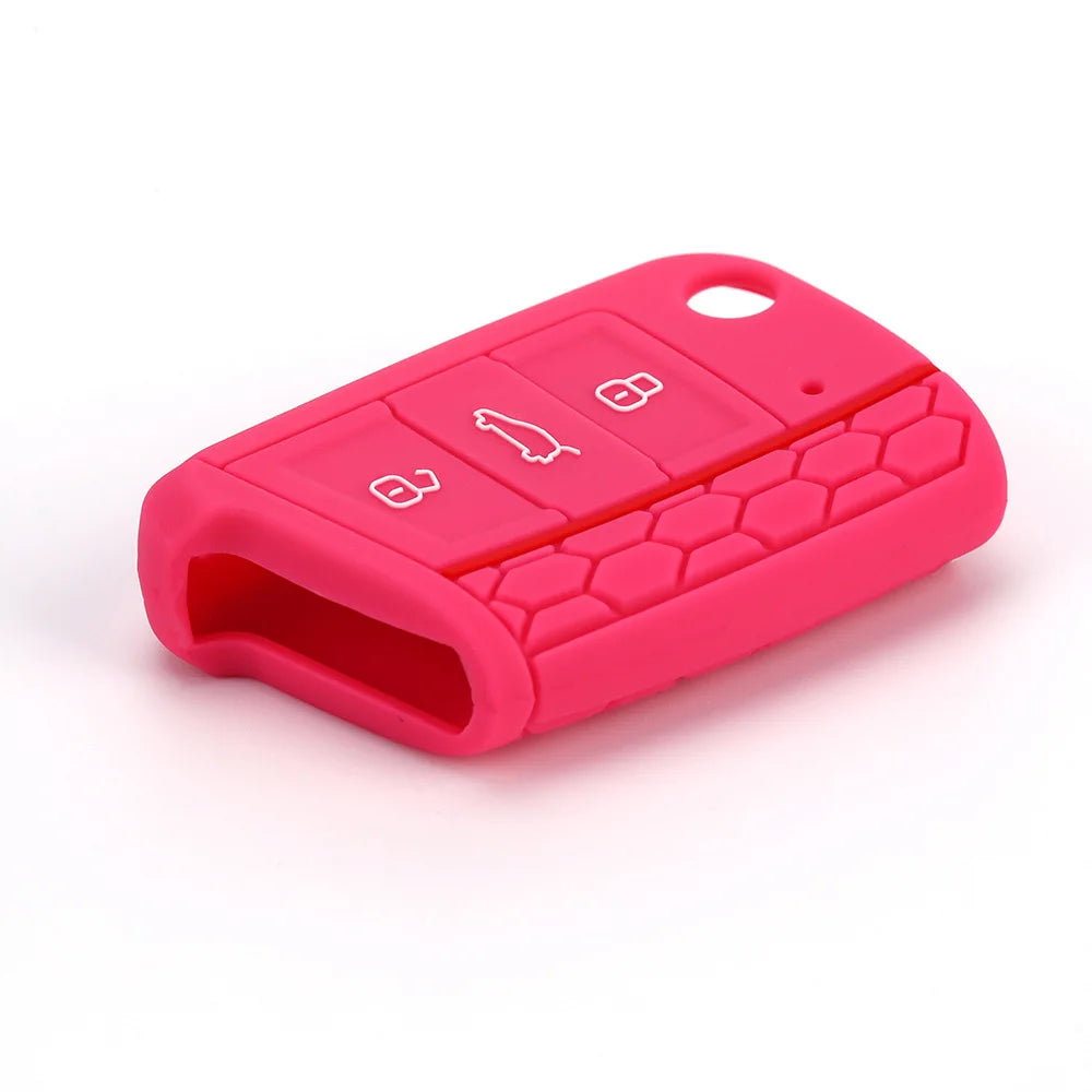Funda para llave de coche, carcasa de silicona para VW Golf 7 MK7 VII Tiguan Polo Skoda Octavia A7 Kodiaq Seat Ateca Leon - CR mark