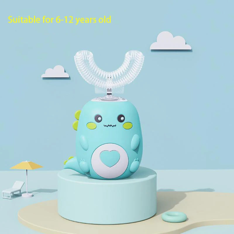 U-shaped electric toothbrush for children, 360-degree automatic rechargeable sonic toothbrush with smart cartoon design for kids