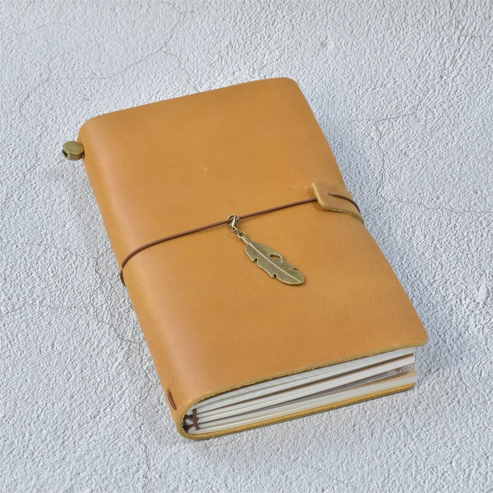 100% Genuine Leather Journal, Refillable Travel Notebook, Retro, Handmade, Sketchbook, Personalized Gift for School and Office