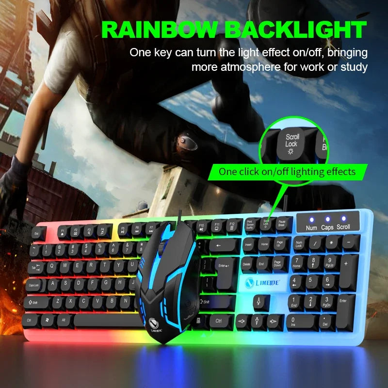 NG GTX350 Gaming Keyboard and Mouse Combo for Laptop with Backlit LED Gamer Kit - Wired USB Keyboard GTX350 Set - Black