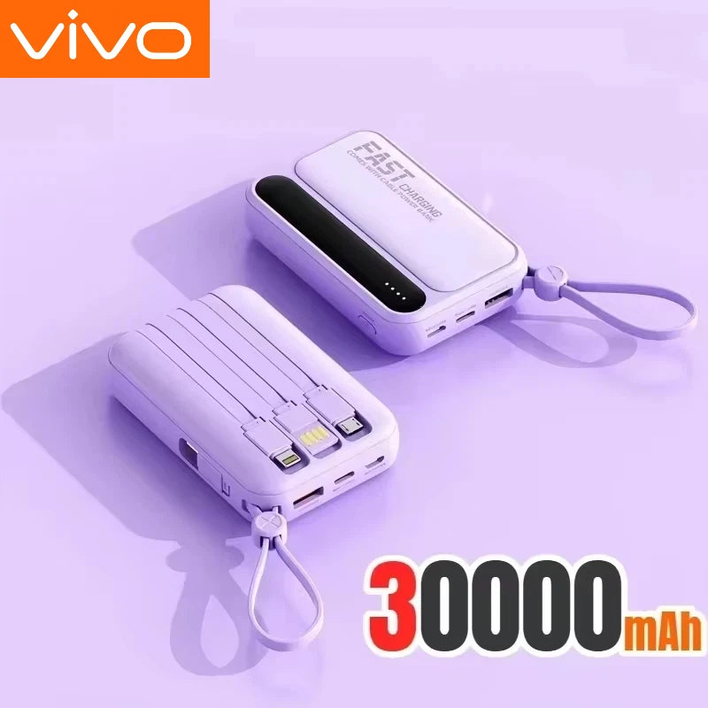 VIVO 500000mAh High Capacity Portable External Battery with Super Fast Charging and 4 Built-in Cables for All Phones