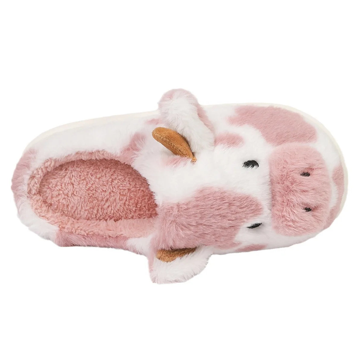 Pallene Women's Cow Milk Furry Slippers, Winter Cartoon Fur Slippers, Soft and Cozy Plush House Shoes, Cute Furry Flip Flops for Female Bedroom