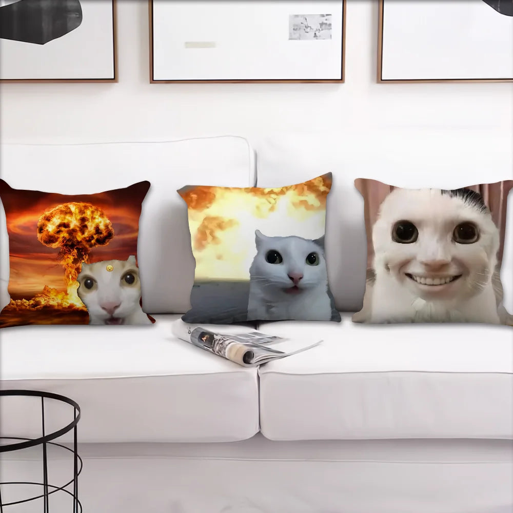 Funda de cojín cómoda y suave funda de almohada divertida de gato para sofá meme sala de estar decoración de oficina en casa y fundas protectoras
