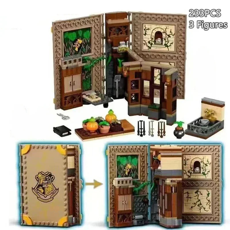 In stock: Harry Potter series magic books and college flag building block toys, gifts for children.