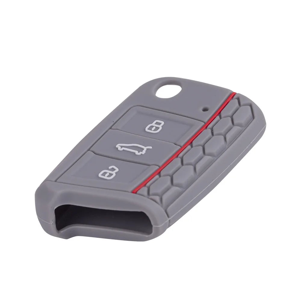 Funda para llave de coche, carcasa de silicona para VW Golf 7 MK7 VII Tiguan Polo Skoda Octavia A7 Kodiaq Seat Ateca Leon - CR mark