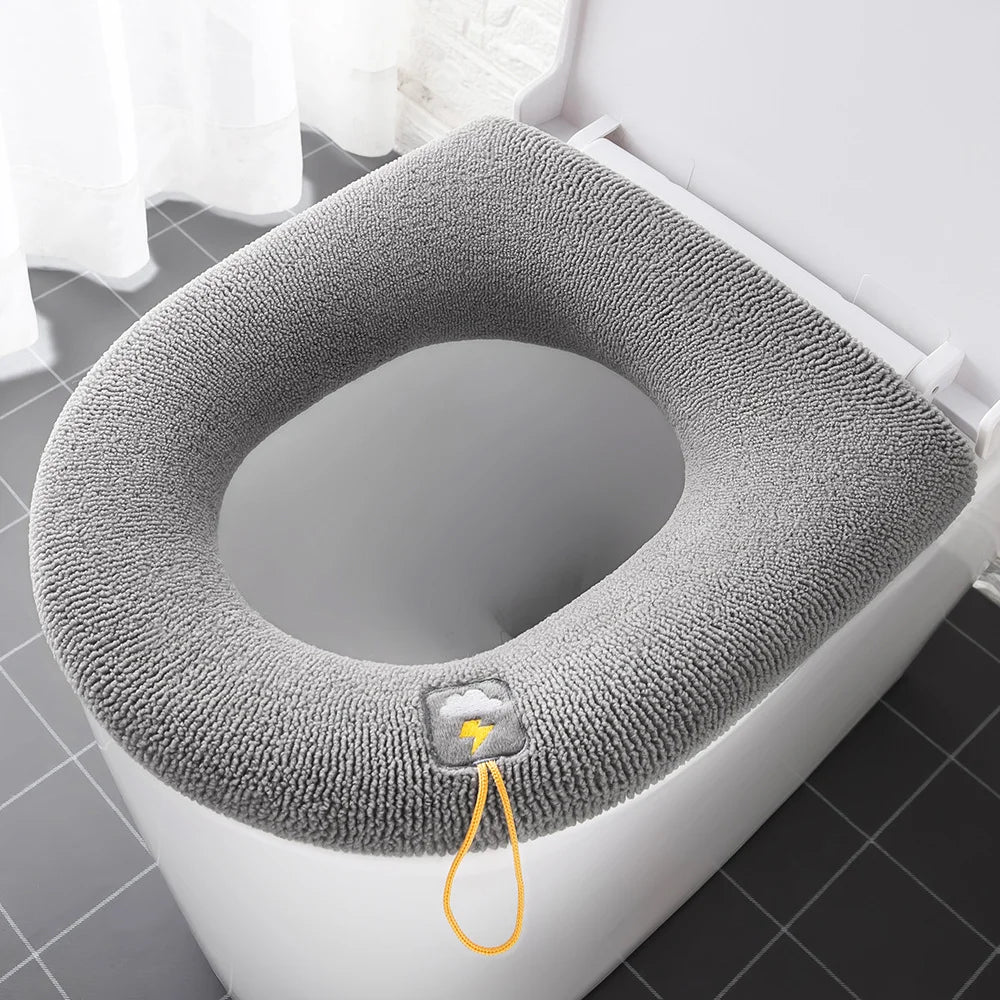 Funda Universal para asiento de inodoro, alfombrilla para taburete con patrón de calabaza, cojín para asiento de inodoro suave y cálido, accesorios para tapa de inodoro de baño